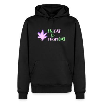 Le vendredi est le jour fort avec des feuilles de mauvaises herbes - Sweat à capuche Premium bio Homme - noir - Devant - Nico (187cm)