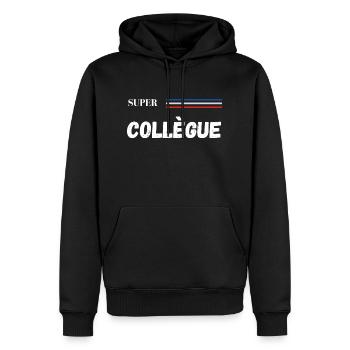 super collègue - t-shirt assorti - Sweat à capuche Premium bio Homme - noir - Devant - Nico (187cm)
