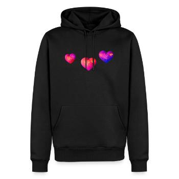 Saint-Valentin Engagement amoureux Fête des mères Mariage - Sweat à capuche Premium bio Homme - noir - Devant - Nico (187cm)