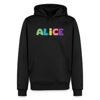 Name - Alice - Männer Premium Bio Hoodie - Schwarz - Vorne - Nico (187cm)