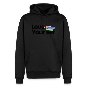 Love Yourself Design - Männer Premium Bio Hoodie - Schwarz - Vorne - Nico (187cm)