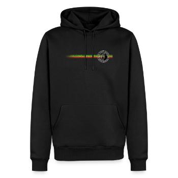 is this love roots reggae - Sweat à capuche Premium bio Homme - noir - Devant - Nico (187cm)