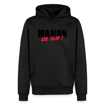 Maman de ouf ! - Sweat à capuche Premium bio Homme - noir - Devant - Nico (187cm)