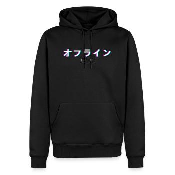 Offline Vaporwave Japan - Sweat à capuche Premium bio Homme - noir - Devant - Nico (187cm)