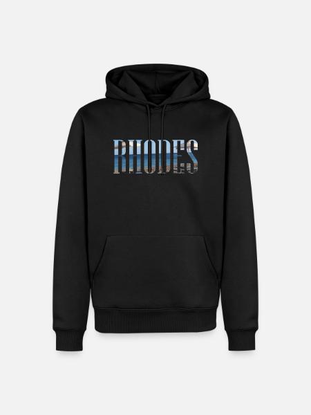 Rhodes Vacances avec Plage Grèce - Sweat à capuche Premium bio Homme - noir