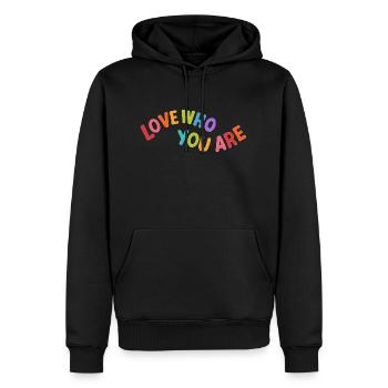 Love who you are - Sweat à capuche Premium bio Homme - noir - Devant - Nico (187cm)