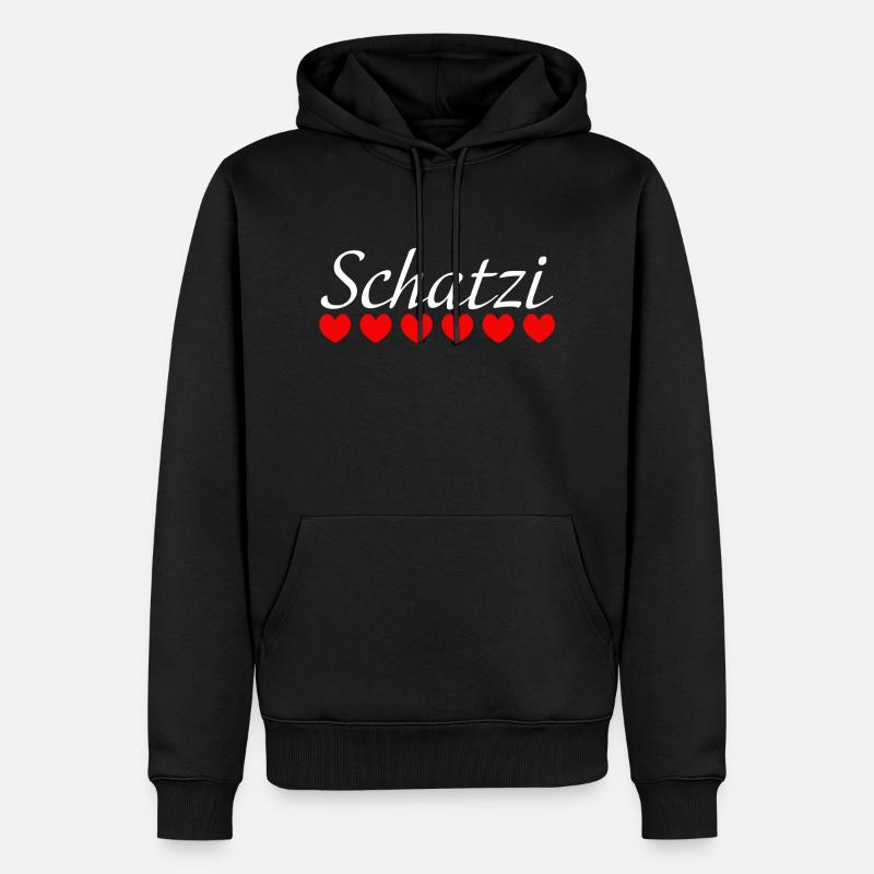 Herzchen Schatzi white - Männer Premium Bio Hoodie - Schwarz