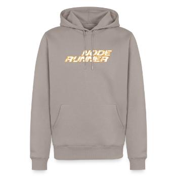 Node runner - Men’s Premium Organic Hoodie - taupe - Front - Nico (187cm)