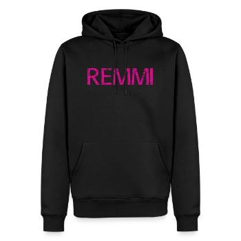 REMMI | Remmi-Demmi | Partnerlook - Männer Premium Bio Hoodie - Schwarz - Vorne - Nico (187cm)