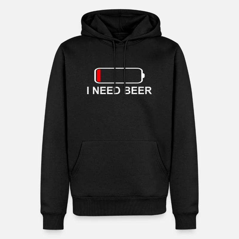 I Need Beer - Männer Premium Bio Hoodie - Schwarz