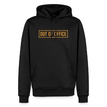 absence du bureau - Nicht im Büro - ausserhaus - Sweat à capuche Premium bio Homme - noir - Devant - Nico (187cm)