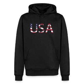 Les États-Unis aux couleurs du drapeau américain drapeau - Sweat à capuche Premium bio Homme - noir - Devant - Nico (187cm)