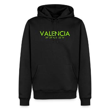 Valence Espagne Coordonnées Latitude Longitude - Sweat à capuche Premium bio Homme - noir - Devant - Nico (187cm)