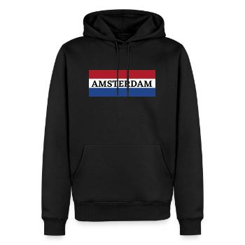 La ville d’Amsterdam dans le drapeau néerlandais - Sweat à capuche Premium bio Homme - noir - Devant - Nico (187cm)