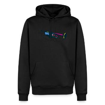 trompete musique - Sweat à capuche Premium bio Homme - noir - Devant - Nico (187cm)