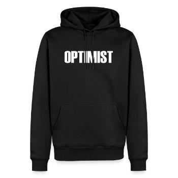 Optimiste - Sweat à capuche Premium bio Homme - noir - Devant - Nico (187cm)