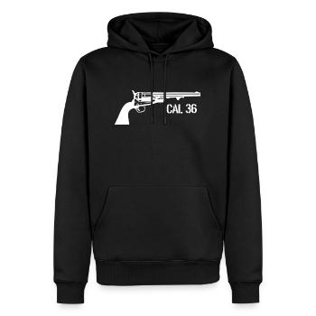 Revolver Poudre Noire Cal 36 - Armes Tir Sportif - Sweat à capuche Premium bio Homme - noir - Devant - Nico (187cm)
