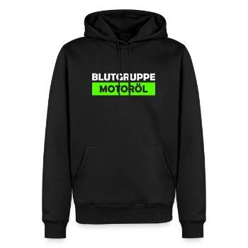 Blutgruppe Motoröl - Männer Premium Bio Hoodie - Schwarz - Vorne - Nico (187cm)