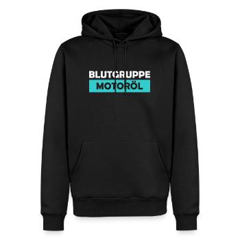 Blutgruppe Motoröl - Männer Premium Bio Hoodie - Schwarz - Vorne - Nico (187cm)