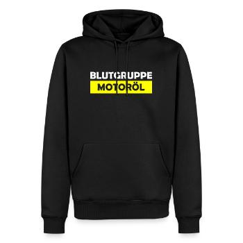 Blutgruppe Motoröl - Männer Premium Bio Hoodie - Schwarz - Vorne - Nico (187cm)