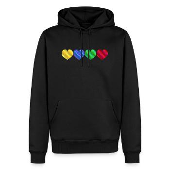 Vier bunte geometrische Herzen - Männer Premium Bio Hoodie - Schwarz - Vorne - Nico (187cm)