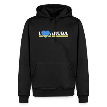 I love Aruba - Dutch Caribbean - Oranjestad - Männer Premium Bio Hoodie - Schwarz - Vorne - Nico (187cm)