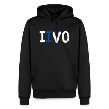 Iivo - Men’s Premium Organic Hoodie - black - Front - Nico (187cm)