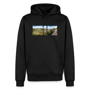 Tjødnane Seen Prekestolen in Rogaland in Norwegen - Männer Premium Bio Hoodie - Schwarz - Vorne - Nico (187cm)