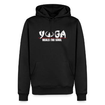 Yoga heilt die Seele - Männer Premium Bio Hoodie - Schwarz - Vorne - Nico (187cm)