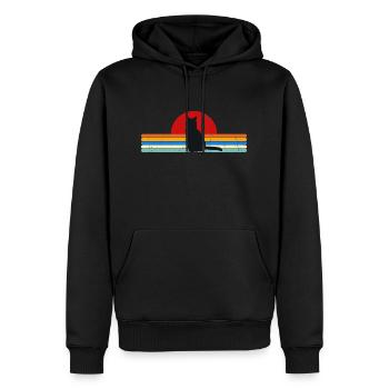 Cat Vintage Retro Sonnenuntergang - Männer Premium Bio Hoodie - Schwarz - Vorne - Nico (187cm)