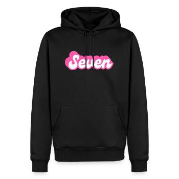 Seven birthday - 7e anniversaire rétro rose - Sweat à capuche Premium bio Homme - noir - Devant - Nico (187cm)