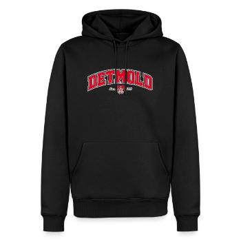 Detmold - Männer Premium Bio Hoodie - Schwarz - Vorne - Nico (187cm)