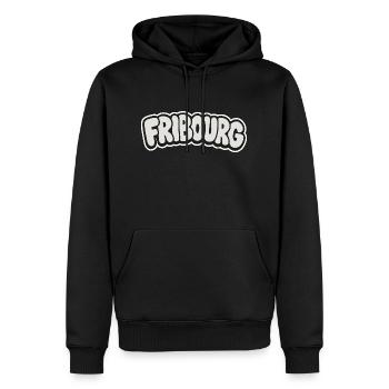 Fribourg CH bubble style Graffiti - Männer Premium Bio Hoodie - Schwarz - Vorne - Nico (187cm)