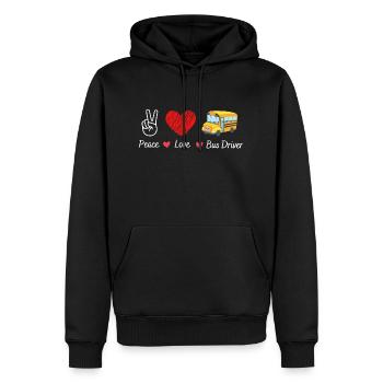 Peace Love Schulbusfahrer - Männer Premium Bio Hoodie - Schwarz - Vorne - Nico (187cm)