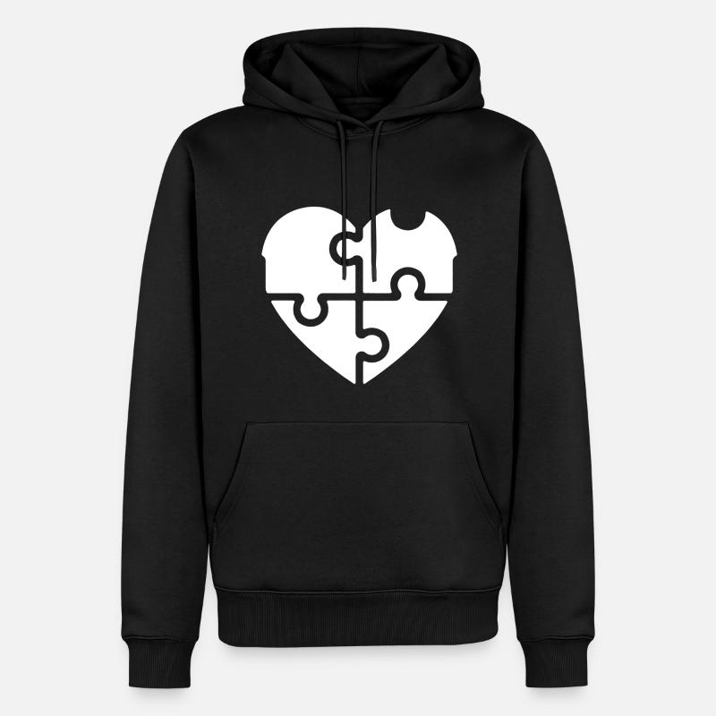 Puzzle der Liebe - Herz - Männer Premium Bio Hoodie - Schwarz