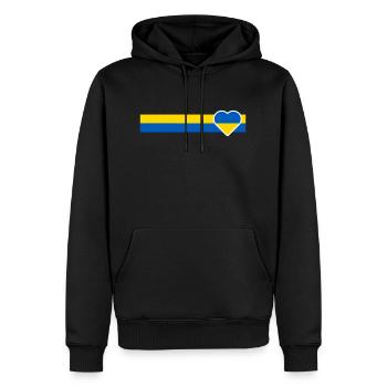 Ukraine ruban bleu-jaune avec cœur - Sweat à capuche Premium bio Homme - noir - Devant - Nico (187cm)