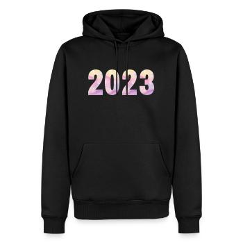 2023 Pastell Lila Rosa - Männer Premium Bio Hoodie - Schwarz - Vorne - Nico (187cm)