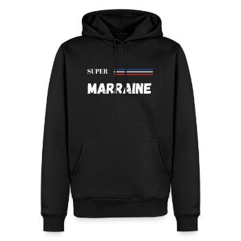 super marraine - t-shirt assorti - Sweat à capuche Premium bio Homme - noir - Devant - Nico (187cm)