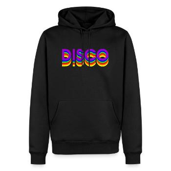 DANSE DISCO des années 80 - Sweat à capuche Premium bio Homme - noir - Devant - Nico (187cm)