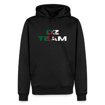 Dz team - idée cadeau Algérie - Sweat à capuche Premium bio Homme - noir - Devant - Nico (187cm)