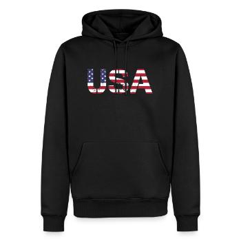 Les États-Unis aux couleurs du drapeau américain drapeau - Sweat à capuche Premium bio Homme - noir - Devant - Nico (187cm)