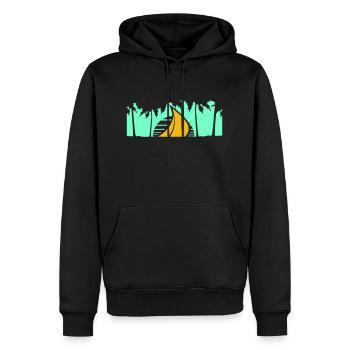 Schiff Sonne Palmen Südsee Abend Sonnenuntergang - Männer Premium Bio Hoodie - Schwarz - Vorne - Nico (187cm)