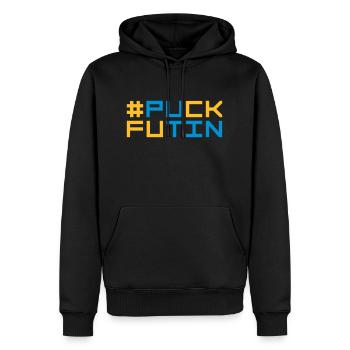 Conception du logo Puck Futin - Sweat à capuche Premium bio Homme - noir - Devant - Nico (187cm)