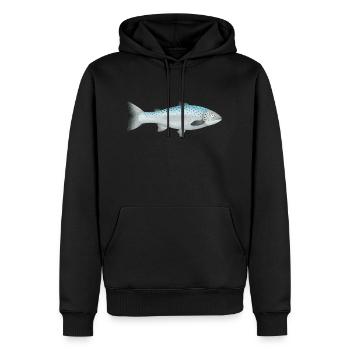 Saumon - Sweat à capuche Premium bio Homme - noir - Devant - Nico (187cm)