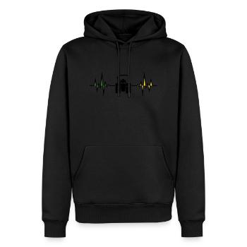 Herzfreq... Traktor - Männer Premium Bio Hoodie - Schwarz - Vorne - Nico (187cm)