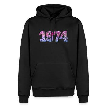 50e anniversaire vintage rétro Né en 1973 Anniversaire - Sweat à capuche Premium bio Homme - noir - Devant - Nico (187cm)
