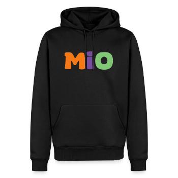 Nom - Mio - Sweat à capuche Premium bio Homme - noir - Devant - Nico (187cm)