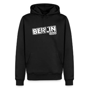 Berlin - 030 - Capitale - Allemagne - Indicatif régional - Sweat à capuche Premium bio Homme - noir - Devant - Nico (187cm)