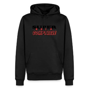 SUPER COMPTABLE - Sweat à capuche Premium bio Homme - noir - Devant - Nico (187cm)