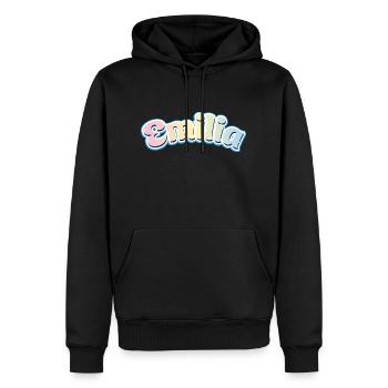 Emilia Einhorn Schirft - Sweat à capuche Premium bio Homme - noir - Devant - Nico (187cm)